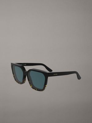 black/havana modified rectangle sunglasses ck25500s for women calvin klein