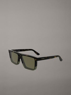 dark havana/khaki modified rectangle sunglasses ck25501s for men calvin klein