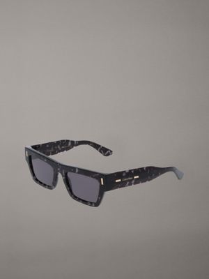 havana grey modified rectangle sunglasses ck25510s for adults gender inclusive calvin klein