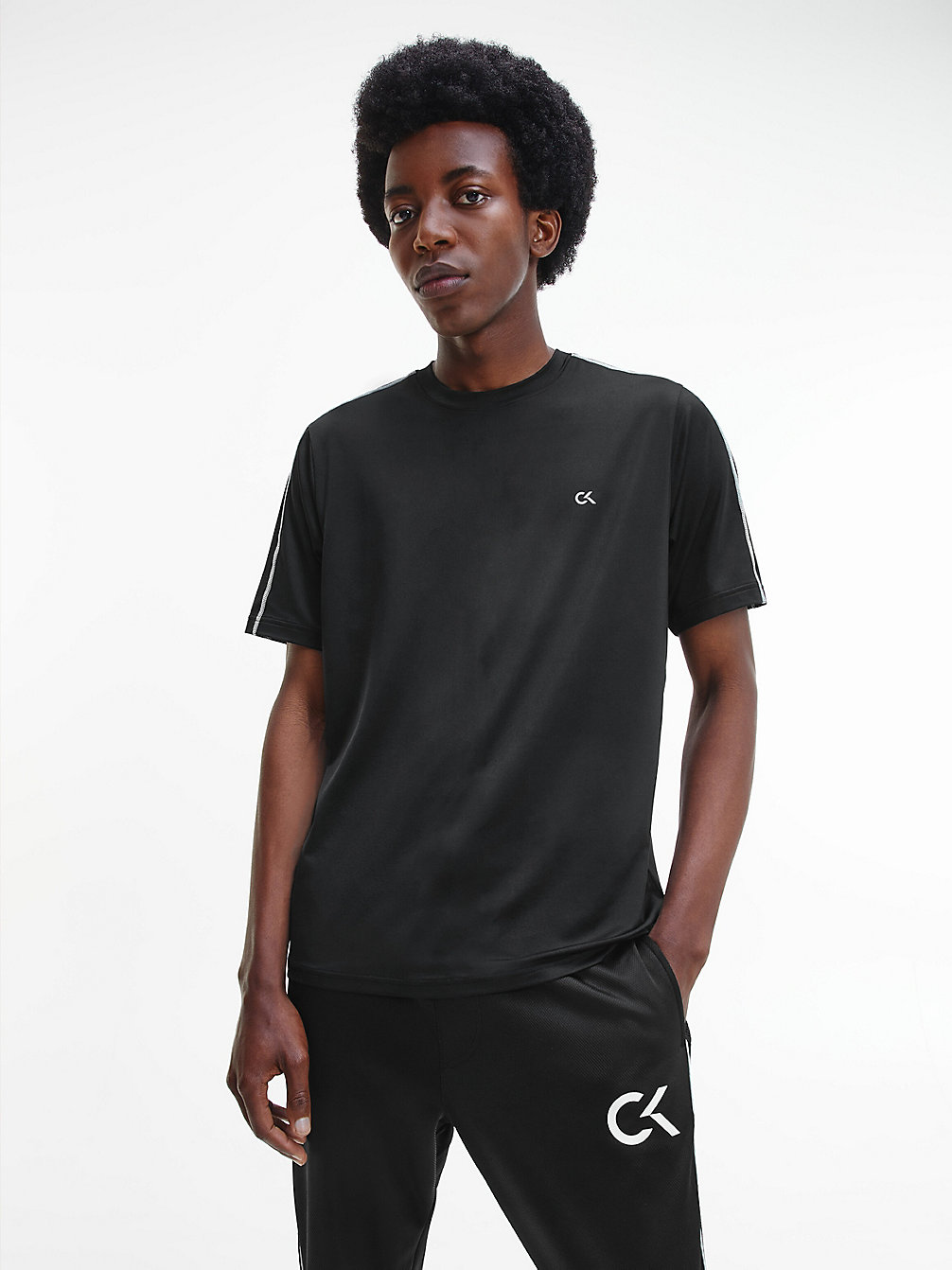 CK BLACK/BRIGHT WHITE Recycled Polyester Gym T-Shirt undefined men Calvin Klein
