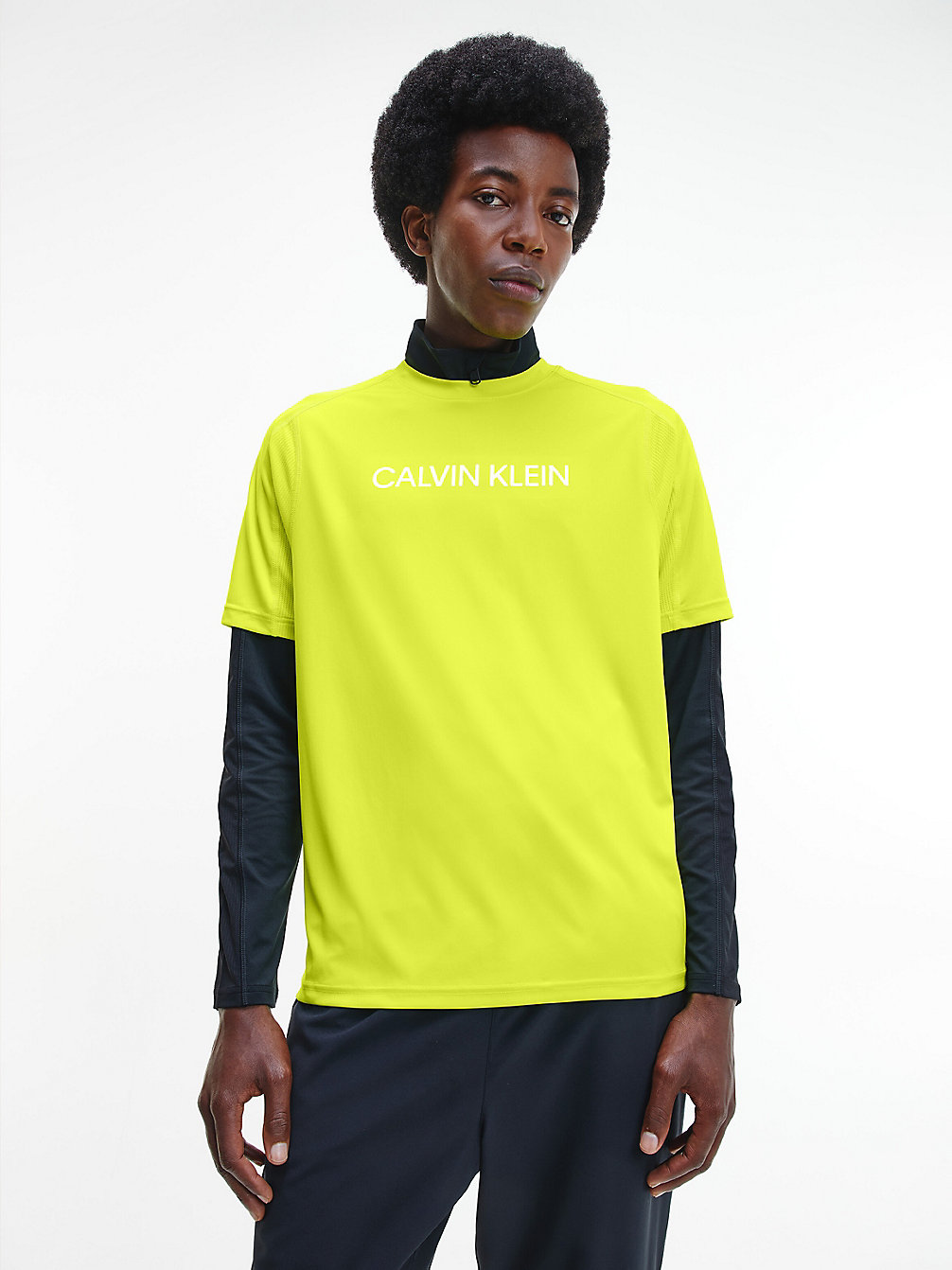 ACID LIME Gerecycled Polyester Sport T-Shirt Met Logo undefined heren Calvin Klein