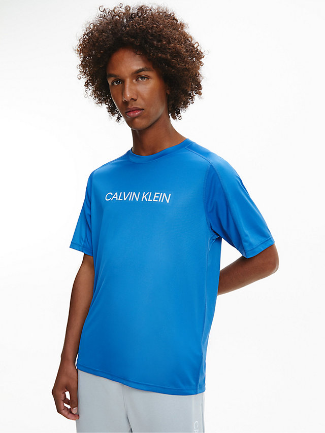 Bright Cobalt Recycled Polyester Logo Gym T-Shirt undefined men Calvin Klein