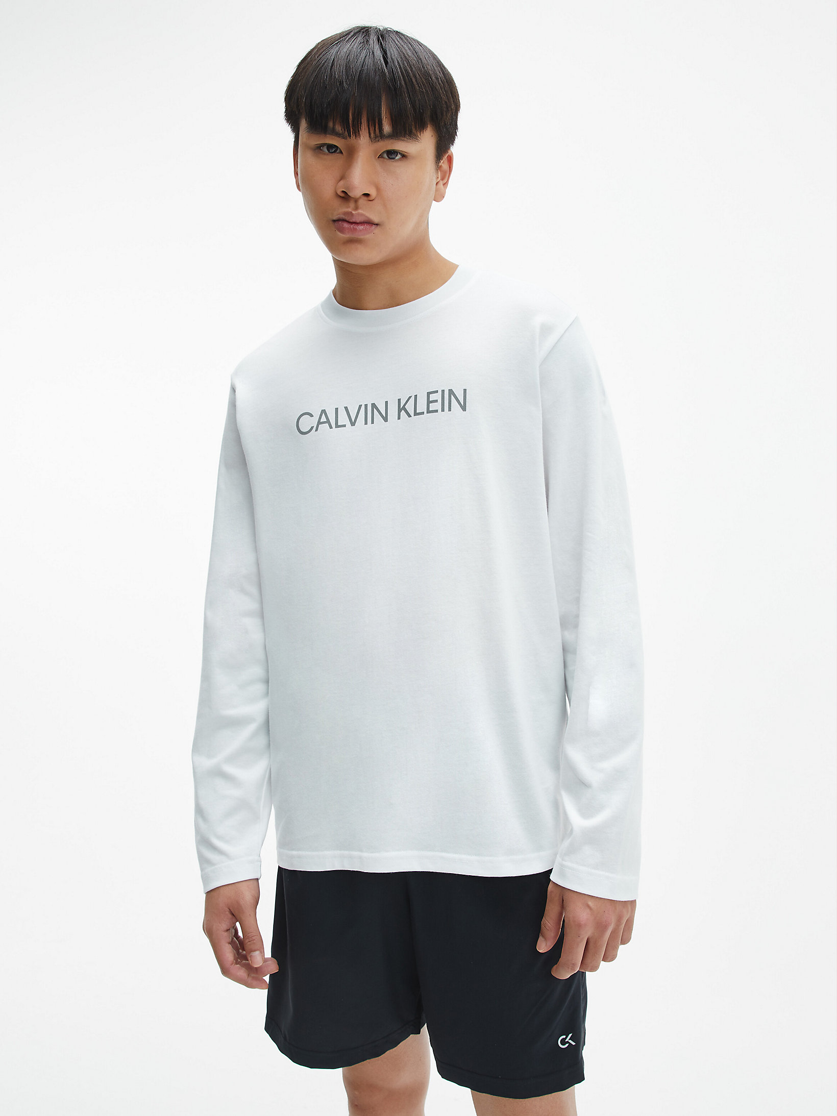 Bright White Long Sleeve Logo Gym T-Shirt undefined men Calvin Klein