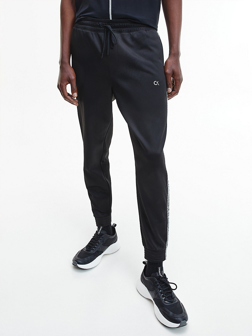 CK BLACK/ BRIGHT WHITE Fleece-Jogginghose Mit Logo Tape undefined Herren Calvin Klein