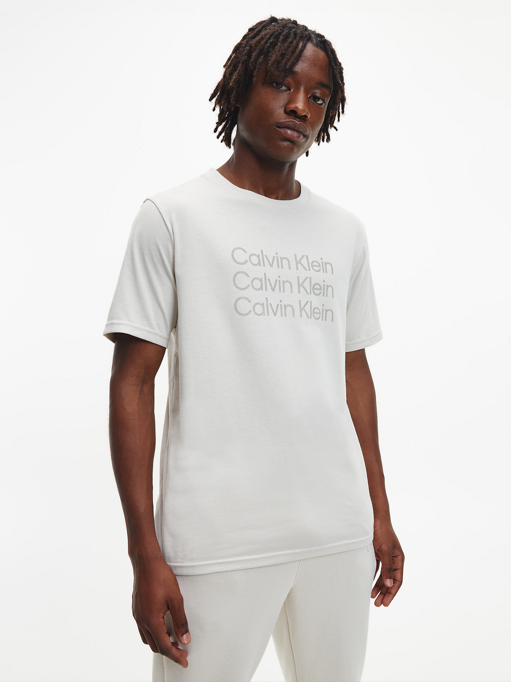 Oatmeal Logo Gym T-Shirt undefined men Calvin Klein