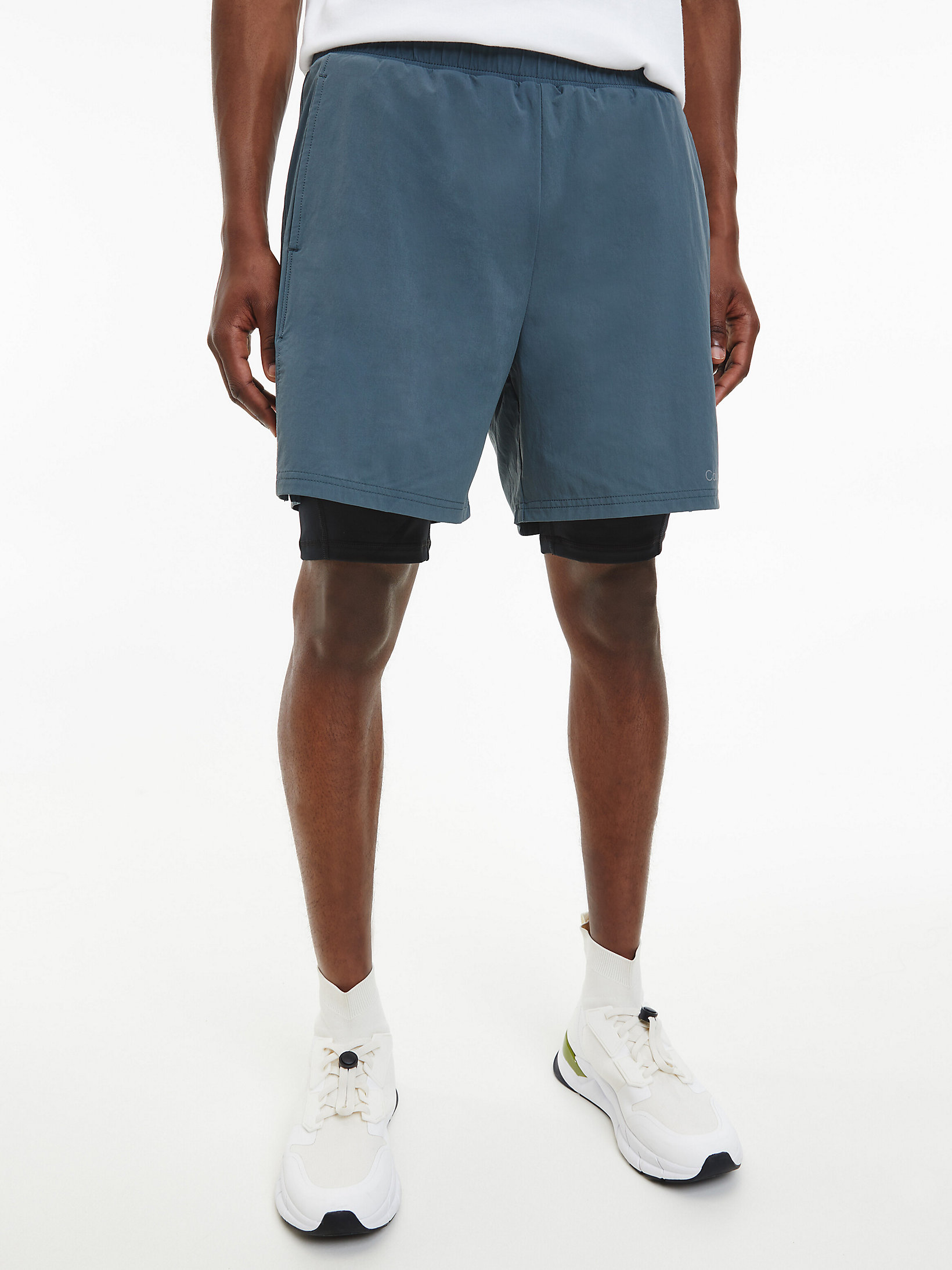 Dark Slate 2-In-1 Gym Shorts undefined men Calvin Klein