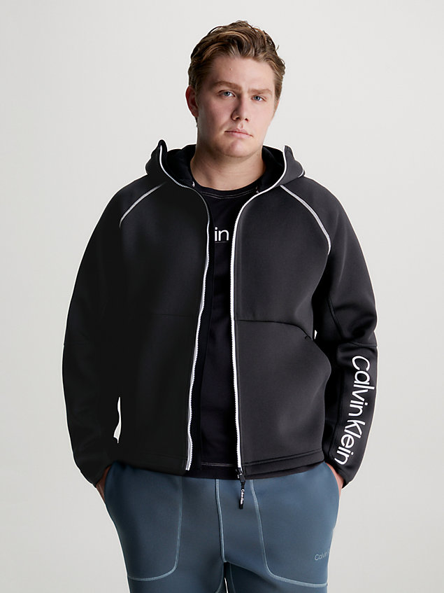 black logo-hoodie mit reißverschluss für herren - ck performance