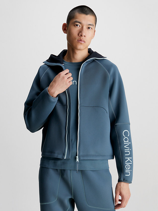 grey zip up logo hoodie for men ck performance