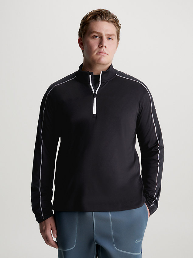 black bluza dresowa z suwakiem na 1/4 długości dla mężczyźni - ck performance