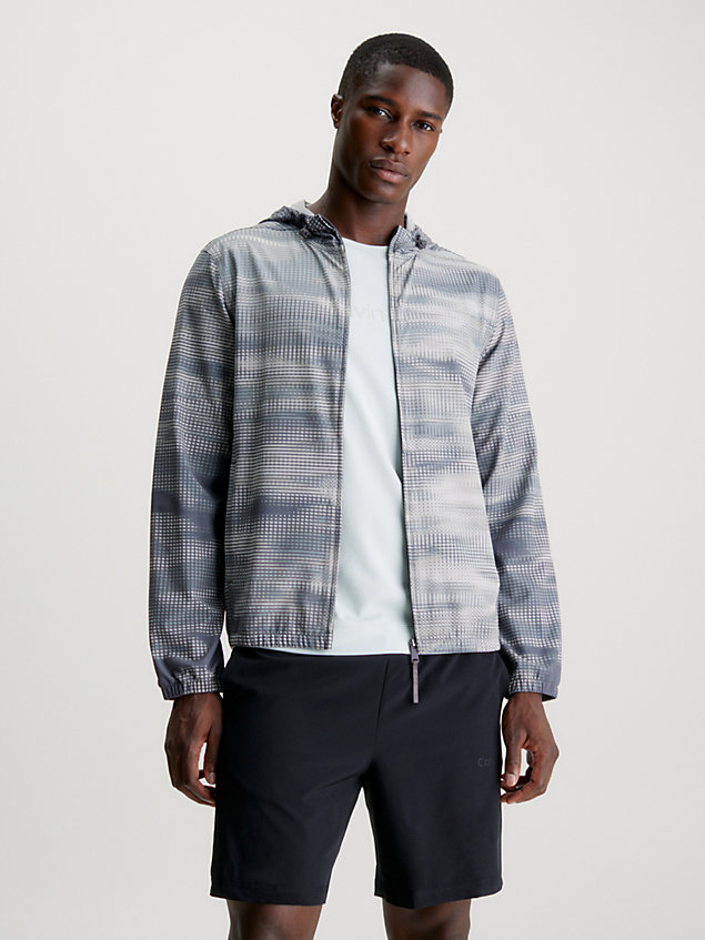 giacca a vento con cappuccio stampata grey da uomo ck performance