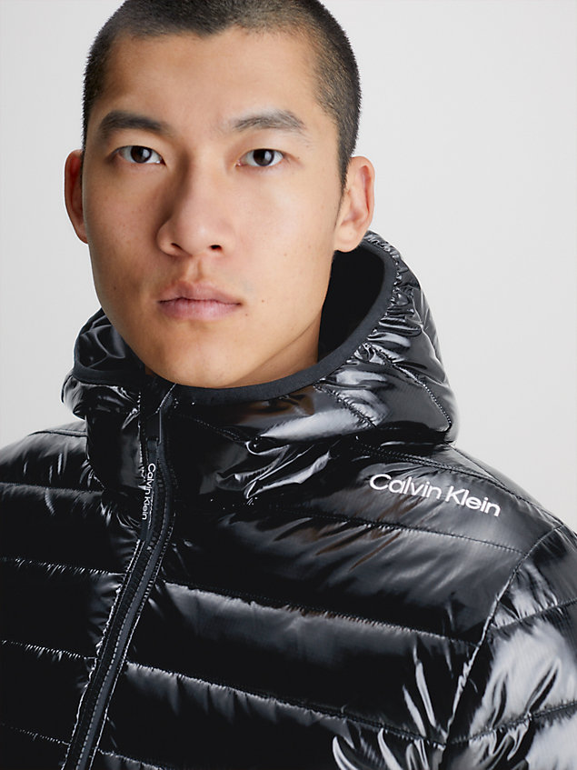 black padded nylon jacket for men ck performance