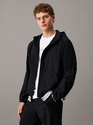 black hooded windbreaker for men ck sport