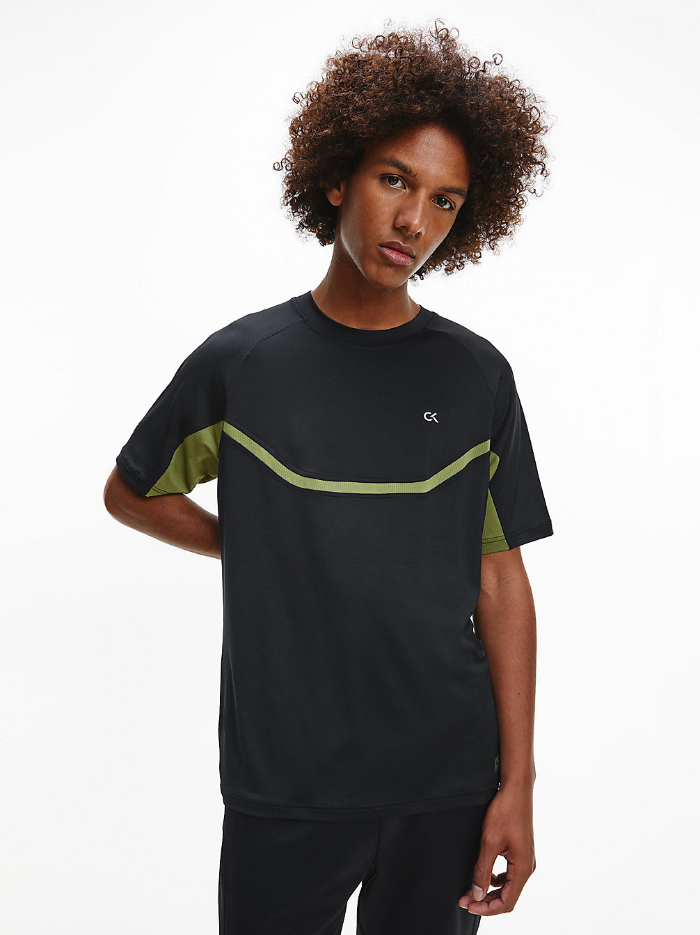 CK BLACK/CAPULET OLIVE > T-Shirt Sportowy Z Przetworzonego Poliestru > undefined Mężczyźni - Calvin Klein