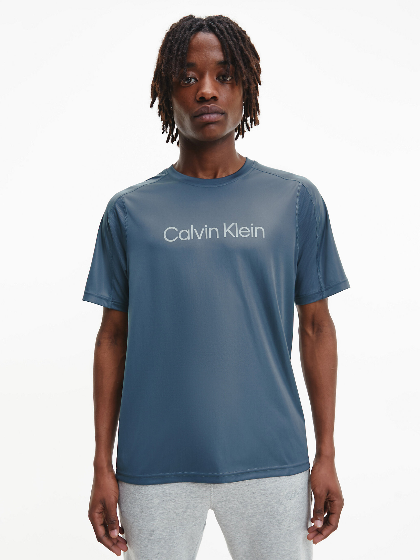 Dark Slate Recycled Polyester Gym T-Shirt undefined men Calvin Klein
