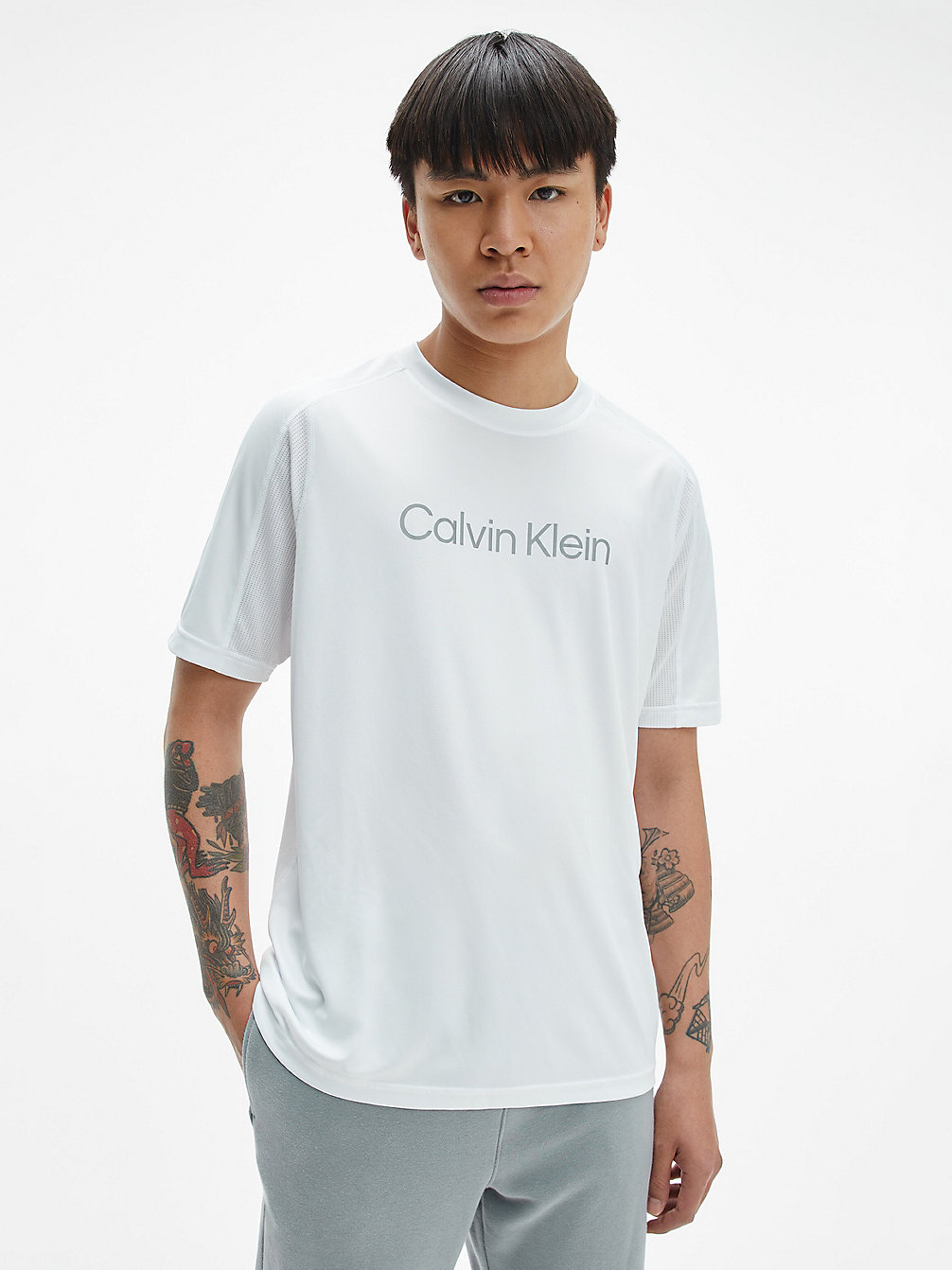 BRIGHT WHITE T-Shirt De Sport En Polyester Recyclé undefined hommes Calvin Klein