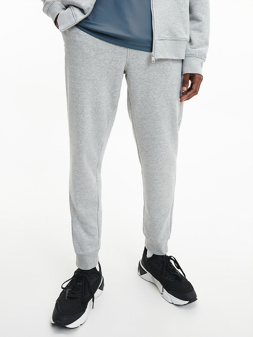 GREY HEATHER Pantalon De Jogging En Tissu Éponge De Coton Avec Logo undefined hommes Calvin Klein