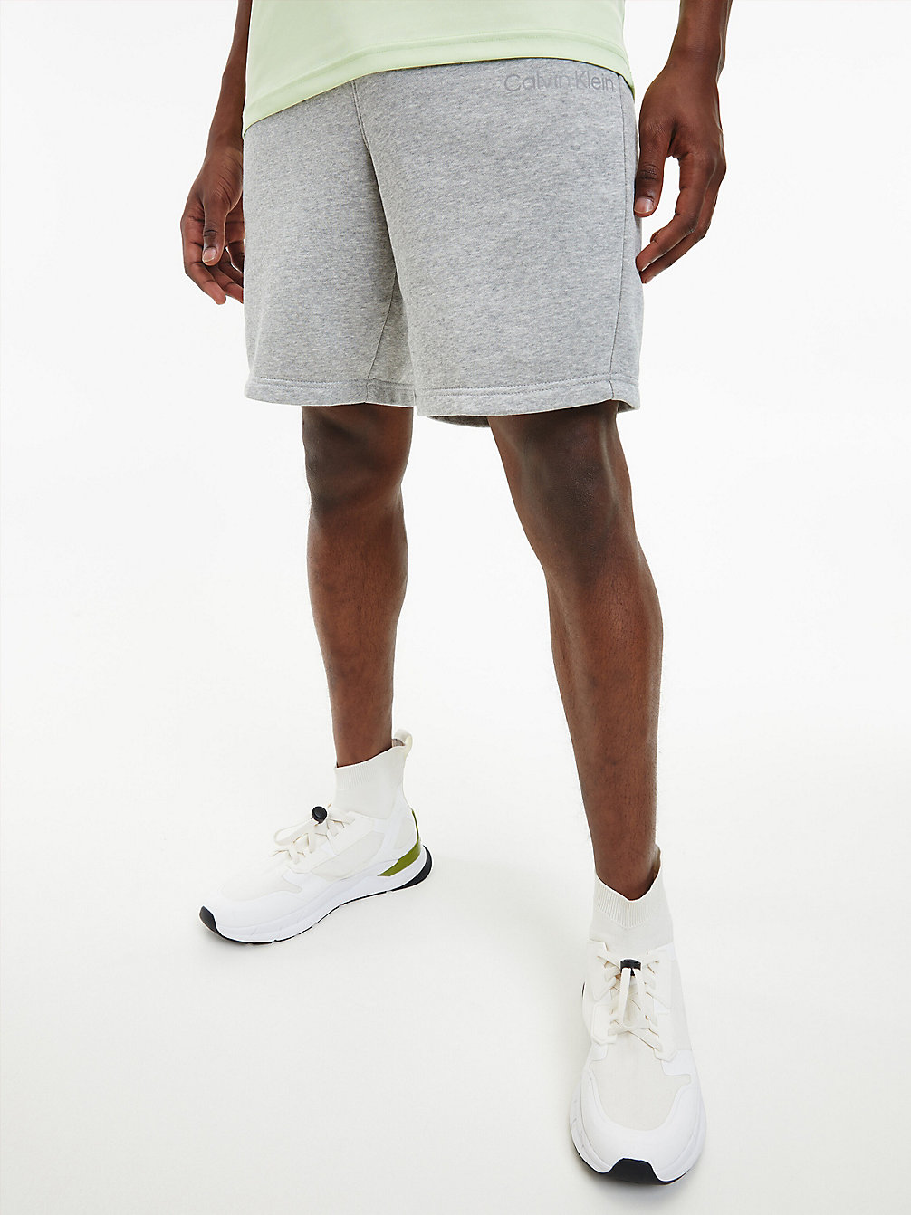 GREY HEATHER Cotton Terry Gym Shorts undefined men Calvin Klein