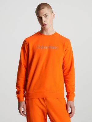 RED ORANGE Cotton Terry Logo Sweatshirt undefined men Calvin Klein