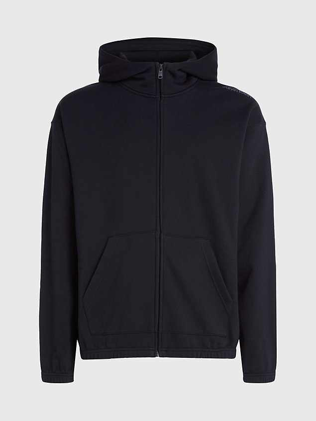 black cotton terry hoodie for men ck performance