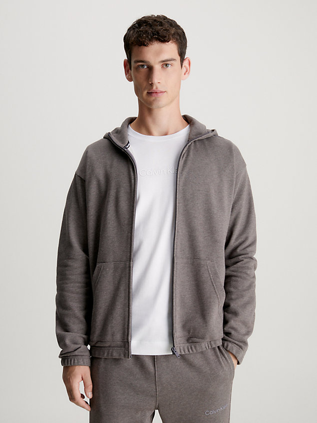 sudadera con capucha de felpa de algodón grey de hombres ck performance