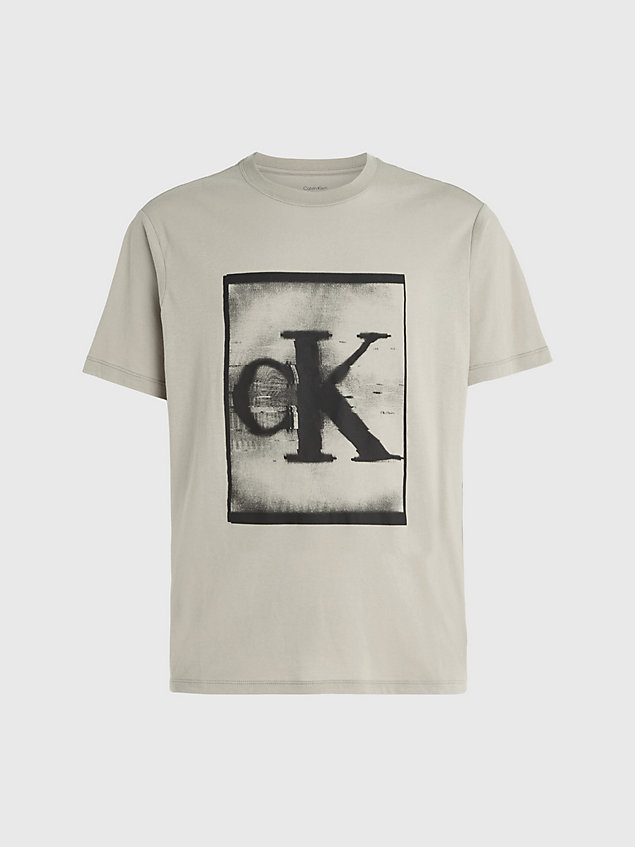 khaki logo gym t-shirt for men ck performance