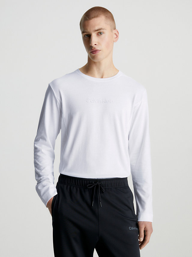 Bright White Long Sleeve Gym T-Shirt undefined men Calvin Klein