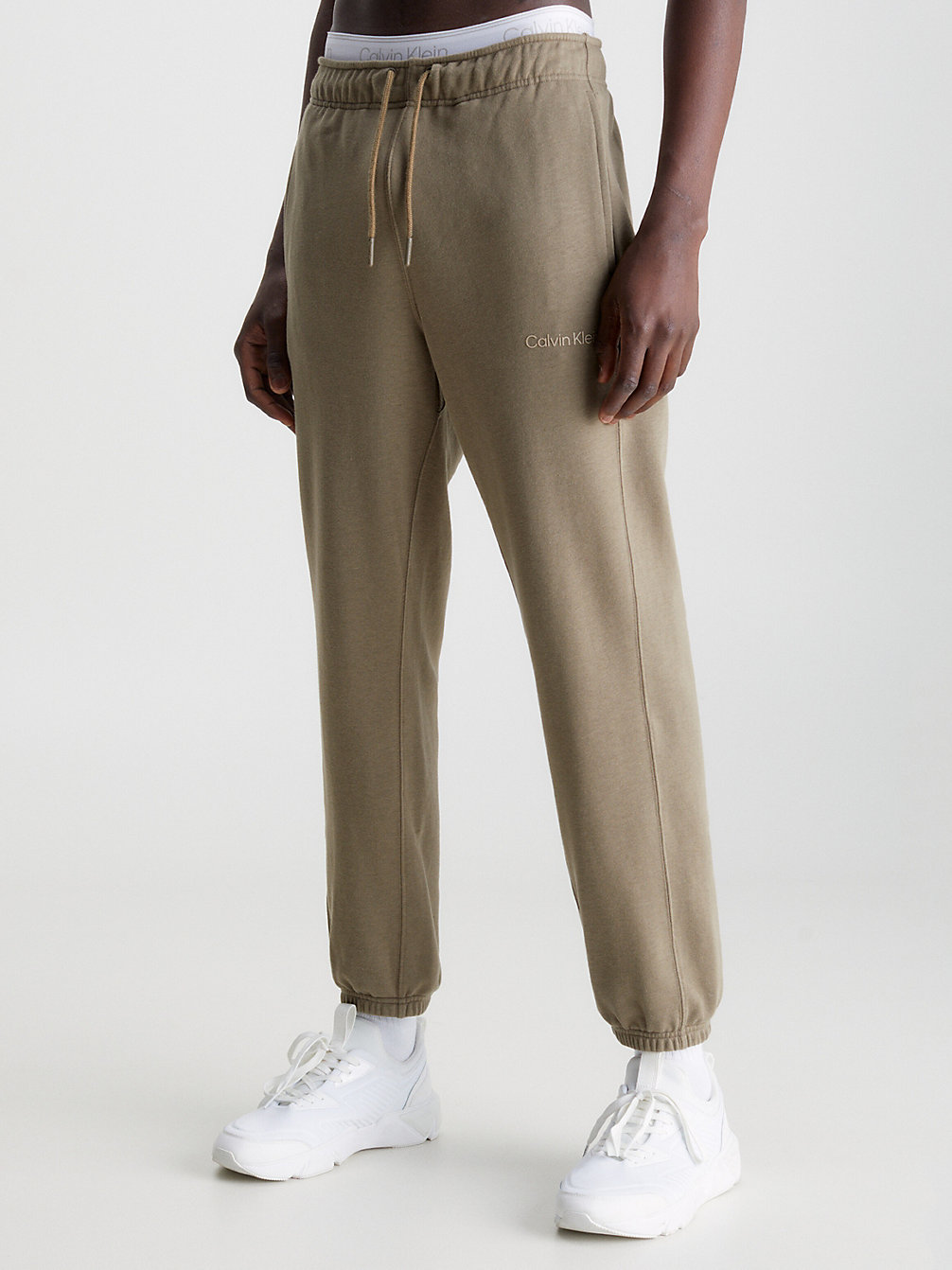 GRAY OLIVE Cotton Terry Joggers undefined men Calvin Klein