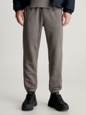 grey relaxed cotton terry joggers for men ck performance