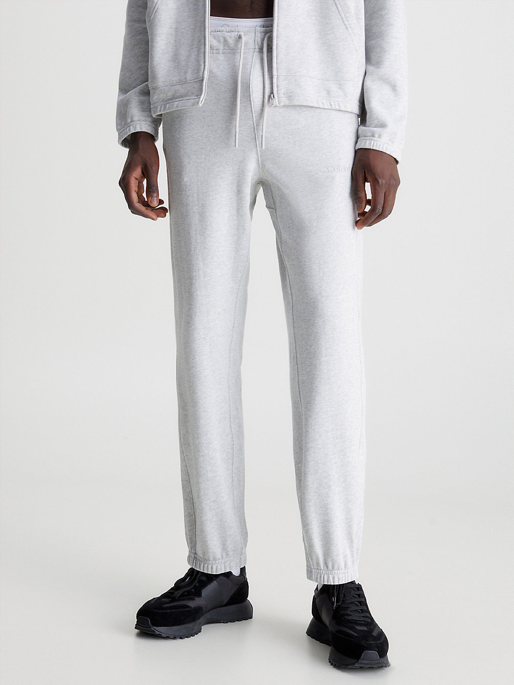 ATHLETIC GREY HEATHER Pantalon De Jogging En Tissu Éponge De Coton undefined hommes Calvin Klein