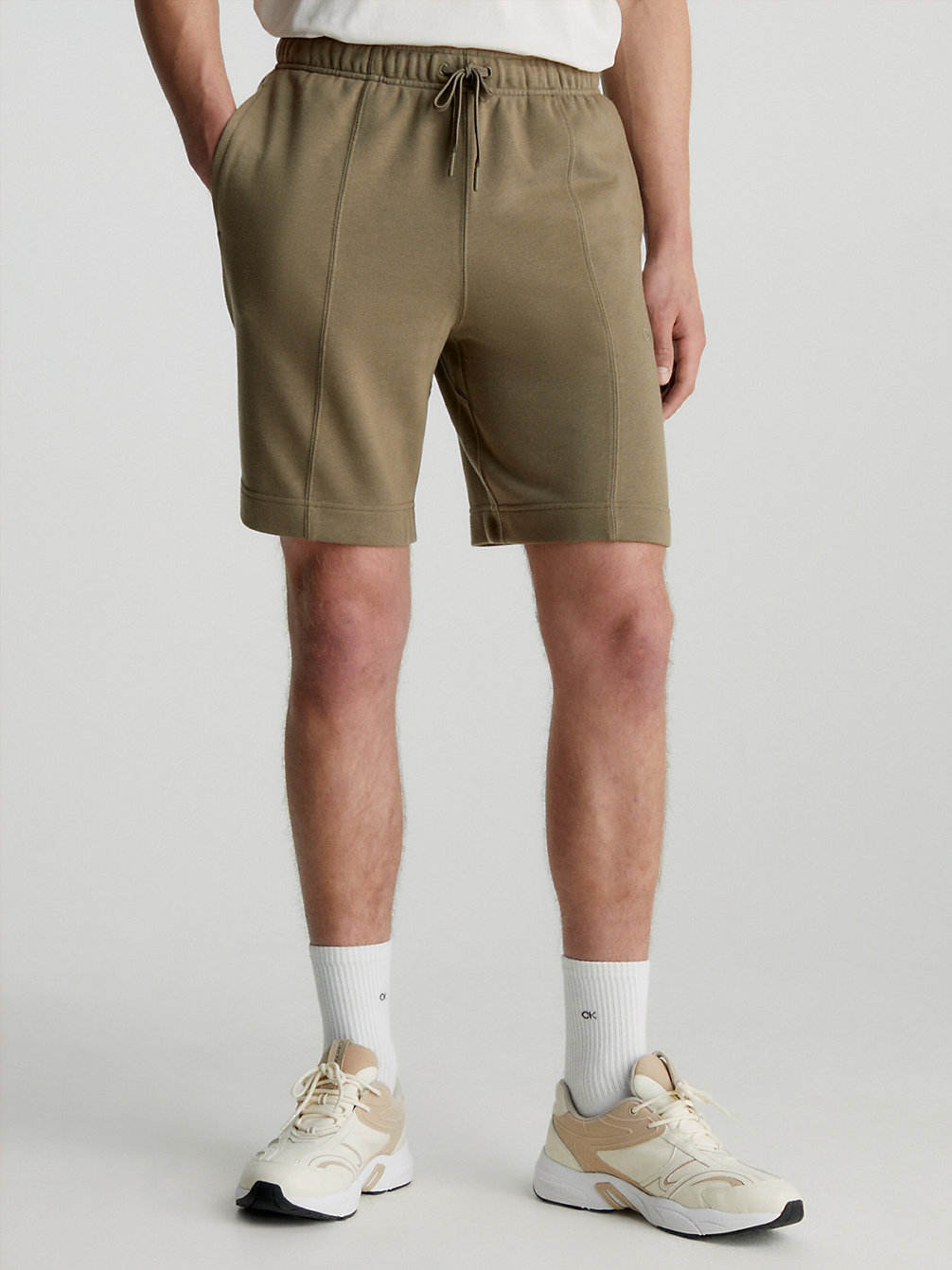 GRAY OLIVE Cotton Terry Gym Shorts undefined men Calvin Klein