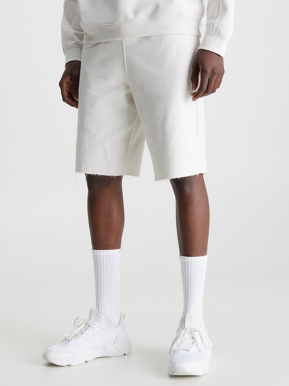 CHALK Cotton Terry Gym Shorts undefined men Calvin Klein