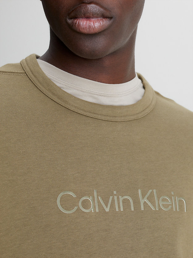 GRAY OLIVE Cotton Terry Logo Sweatshirt for men CK PERFORMANCE