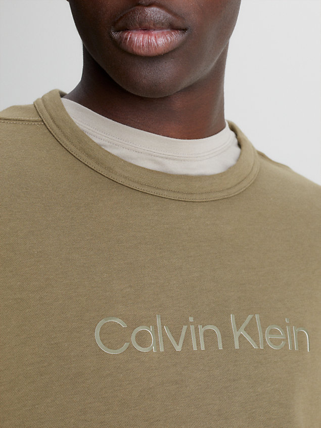 brown cotton terry logo sweatshirt for men ck performance