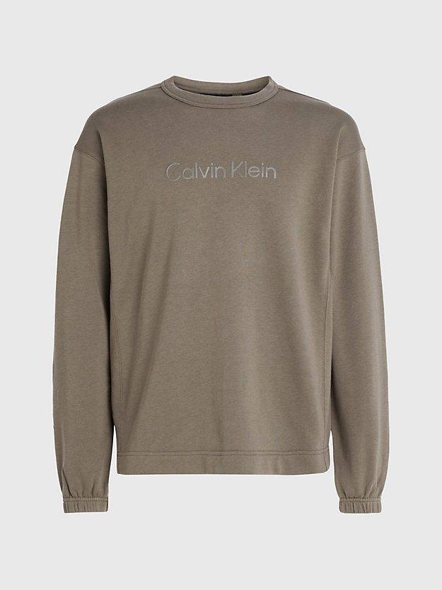 gray olive cotton terry logo sweatshirt for men ck performance