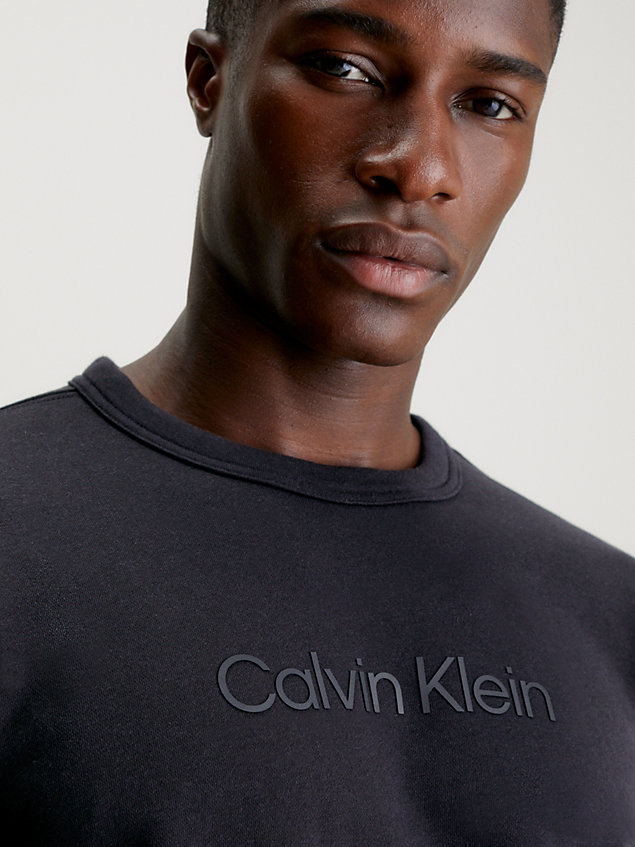 black cotton terry logo sweatshirt for men ck performance