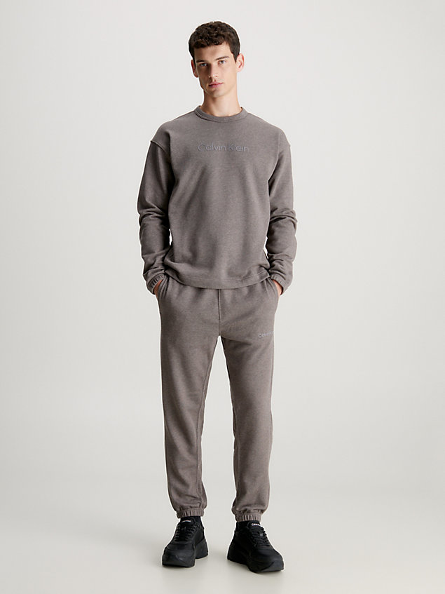 grey cotton terry logo sweatshirt for men ck performance
