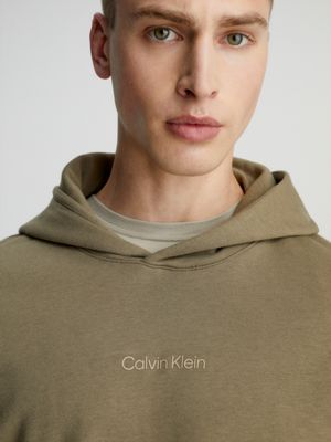 gray olive cotton terry hoodie for men ck performance