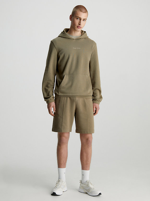 gray olive cotton terry hoodie for men ck performance
