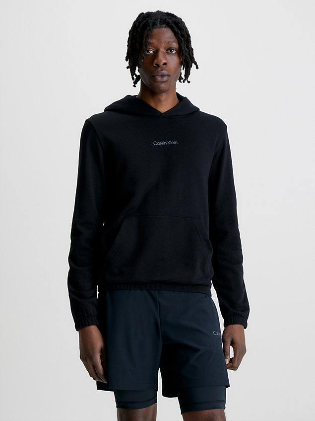 black cotton terry hoodie for men ck performance
