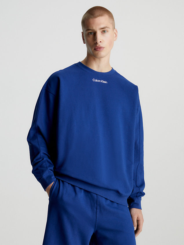blue cotton terry sweatshirt for men ck performance