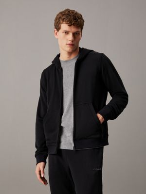 black french terry zip up hoodie for men ck sport