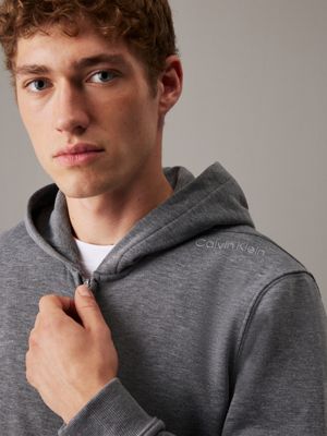 medium grey heather french terry zip up hoodie for men ck sport