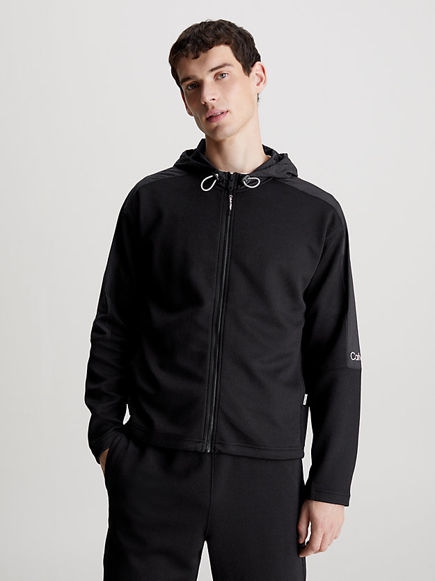 black beauty jacquard zip up hoodie for men 