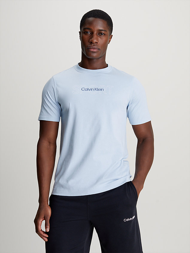 blue t-shirt sportowy z logo dla mężczyźni - 