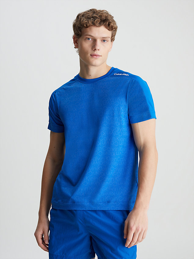 blue logo mesh gym t-shirt for men 