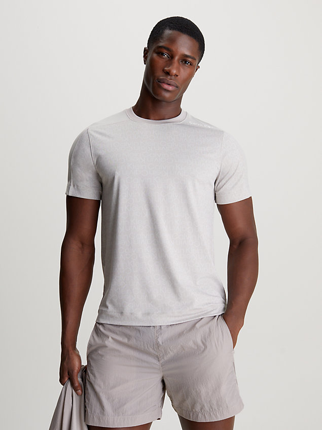 grey siateczkowy t-shirt sportowy z logo dla mężczyźni - 
