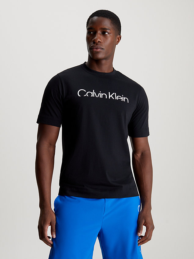 black t-shirt sportowy dla mężczyźni - 