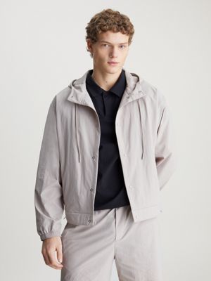 grey hooded windbreaker for men ck sport