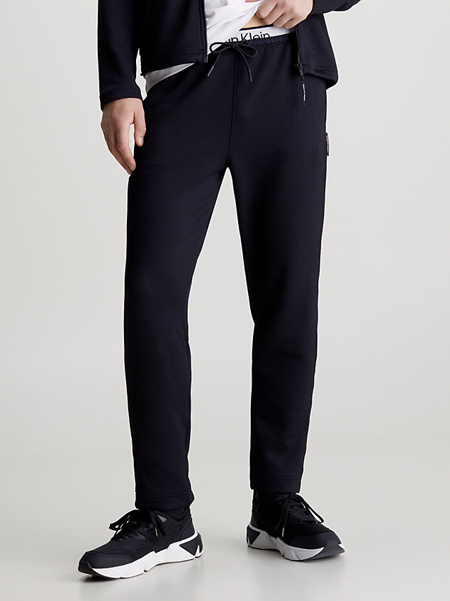 black żakardowe spodnie dresowe z podwójnym pasem dla mężczyźni - 