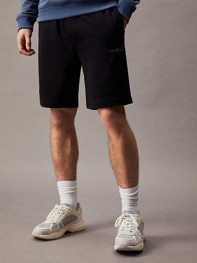 black kurze sporthose aus french-terry für herren - 